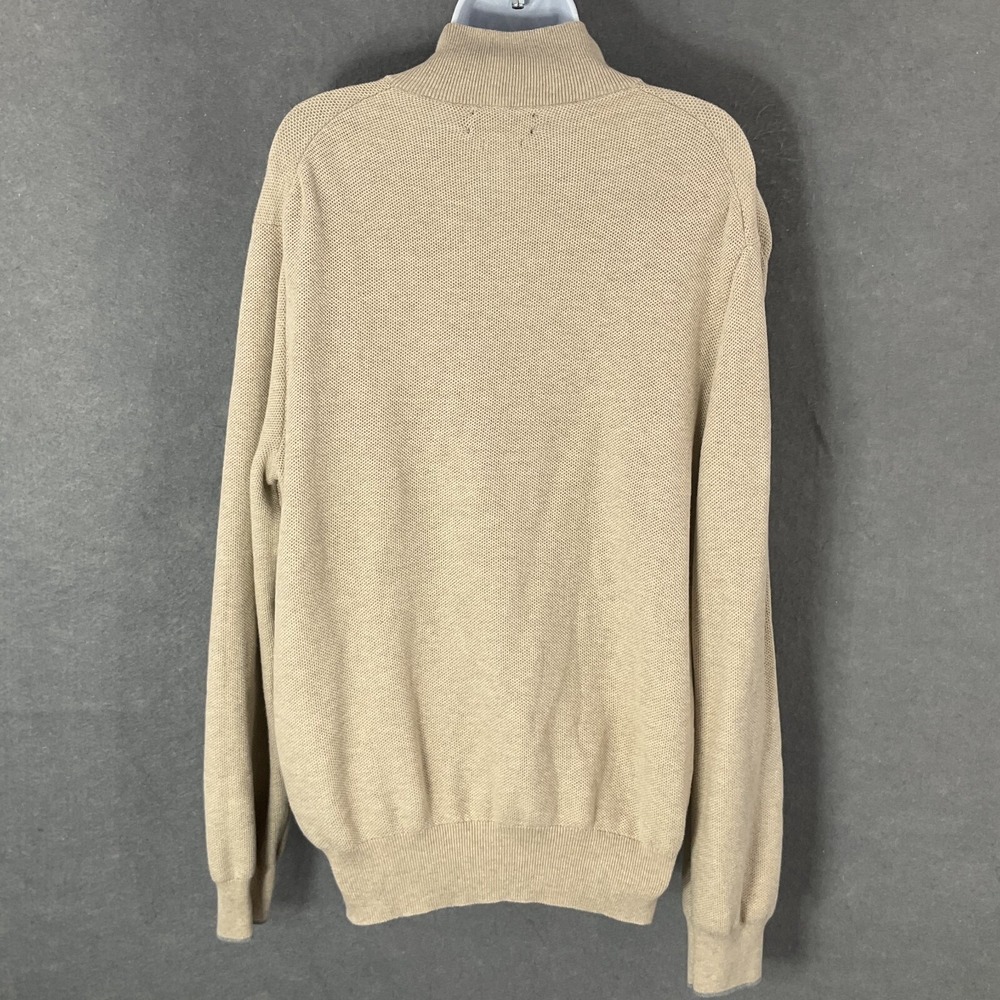 Polo Ralph Lauren Sweater Mens XL Beign 100% Cotton Knit Mock Neck Zip Pullover - Picture 2 of 10